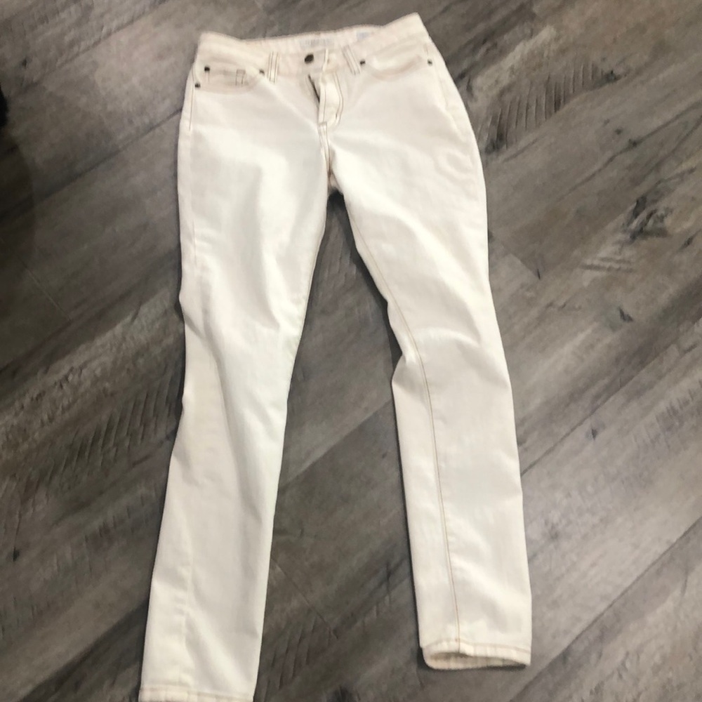 Vizcaino cream denim straight leg pants
